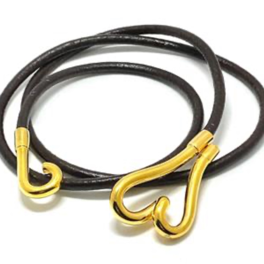 Gold Heart Leather Bracelet